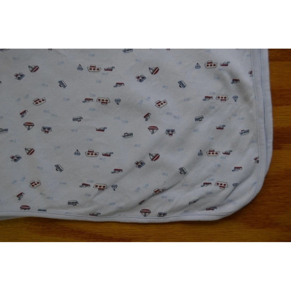 First Impressions Boat Baby Blanket Blue Red Sailboat Fish Security Lovey